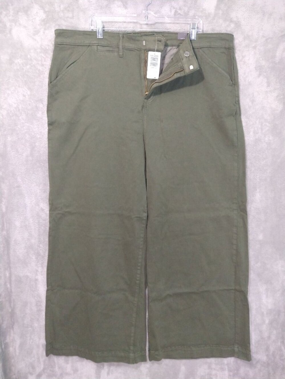 Torrid Pants Womens 24 Plus Green Chino Wide Leg High Rise Stretch Deep Depths